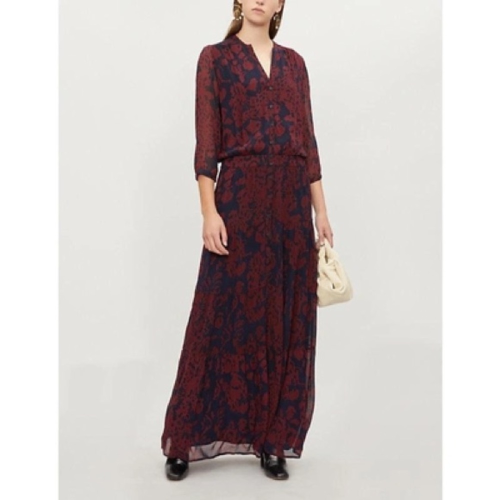 Blake Marine Crepe-Chiffon Maxi Dress Medium Bash BA&SH